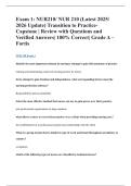 Exam 1&colon; NUR210&sol; NUR 210 &lpar;Latest 2025&sol; 2026 Update&rpar; Transition to Practice- Capstone &vert; Review with Questions and Verified Answers&vert; 100&percnt; Correct&vert; Grade A &ndash; Fortis