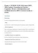 Exam 1&colon; NUR210&sol; NUR 210 &lpar;Latest 2025&sol; 2026 Update&rpar; Transition to Practice- Capstone &vert; Review with Questions and Verified Answers&vert; 100&percnt; Correct&vert; Grade A &ndash; Fortis
