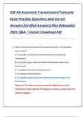 ASE A2 Automatic Transmission&sol;Transaxle  Exam Practice Questions And Correct  Answers &lpar;Verified Answers&rpar; Plus Rationales  2026 Q&A &vert; Instant Download Pdf