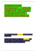 ROBBINS BASIC PATHOLOGY &mdash; 10TH ED&period; COMPLETE TEST BANK &vert; 20 MCQS&sol;CHAPTER &plus; VERIFIED RATIONALES