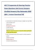 ASE T5 Suspension & Steering Practice  Exam Questions And Correct Answers  &lpar;Verified Answers&rpar; Plus Rationales 2026  Q&A &vert; Instant Download Pdf