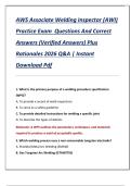 AWS Associate Welding Inspector &lpar;AWI&rpar;  Practice Exam  Questions And Correct  Answers &lpar;Verified Answers&rpar; Plus  Rationales 2026 Q&A &vert; Instant  Download Pdf