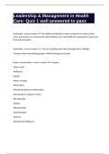 Leadership & Management in Health Care&colon; Quiz 1 well answered to pass