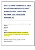 AWS Certified Welding Inspector &lpar;CWI&rpar;  Practice Exam Questions And Correct  Answers &lpar;Verified Answers&rpar; Plus  Rationales 2026 Q&A &vert; Instant  Download Pdf