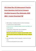 CDL School Bus &lpar;S&rpar; Endorsement Practice  Exam Questions And Correct Answers  &lpar;Verified Answers&rpar; Plus Rationales 2026  Q&A &vert; Instant Download Pdf