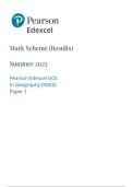 Pearson Edexcel Level 3 GCE Geography Advanced PAPER 1 JUNE 2025 MARK SCHEME