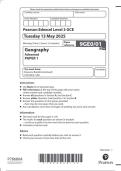 Pearson Edexcel Level 3 GCE Geography Advanced PAPER 1 JUNE 2025 QUESTION PAPER