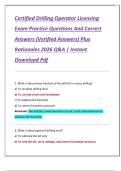 Certified Drilling Operator Licensing  Exam Practice Questions And Correct  Answers &lpar;Verified Answers&rpar; Plus  Rationales 2026 Q&A &vert; Instant  Download Pdf 
