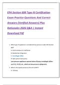 EPA Section 608 Type III Certification  Exam Practice Questions And Correct  Answers &lpar;Verified Answers&rpar; Plus  Rationales 2026 Q&A &vert; Instant  Download Pdf 