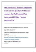 EPA Section 608 Universal Certification  Practice Exam Questions And Correct  Answers &lpar;Verified Answers&rpar; Plus  Rationales 2026 Q&A &vert; Instant  Download Pdf