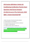 EPA Section 609 Motor Vehicle Air  Conditioning Certification Practice Exam  Questions And Correct Answers  &lpar;Verified Answers&rpar; Plus Rationales 2026  Q&A &vert; Instant Download Pdf