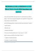 HEMODIALYSIS ANDERSON CCHT PRACTICE EXAM 2026 Questions and Answers