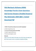 FAA Mechanic Airframe &lpar;AMA&rpar;  Knowledge Practice Exam Questions  And Correct Answers &lpar;Verified Answers&rpar;  Plus Rationales 2026 Q&A &vert; Instant  Download Pdf 
