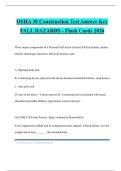 OSHA 30 Construction Test Answer Key FALL HAZARDS - Flash Cards 2026