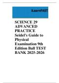 Seidel&rsquo;s Guide to Physical Examination&comma; 9th Edition &ndash; Complete Test Bank by Ball