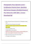 Flexographic Press Operator Level I  Certification Practice Exam  Questions  And Correct Answers &lpar;Verified Answers&rpar;  Plus Rationales 2026 Q&A &vert; Instant  Download Pdf 