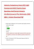 Industry Competency Exam &lpar;ICE&rpar; Light  Commercial HVAC Practice Exam   Questions And Correct Answers  &lpar;Verified Answers&rpar; Plus Rationales 2026  Q&A &vert; Instant Download Pdf