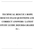 Technical Rescue I Rope Rescue exam with correct answers