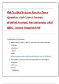 ISA Certified Arborist Practice Exam  Questions And Correct Answers  &lpar;Verified Answers&rpar; Plus Rationales 2026  Q&A &vert; Instant Download Pdf 