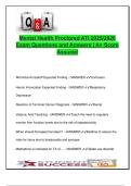 ATI Mental Health Proctored Exam 2025&sol;2026 &vert; 65&plus; Verified Q&A &vert; Therapeutic Communication&comma; Disorders&comma; Crisis Intervention