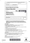 Pearson Edexcel Level 3 GCE Mathematics Advanced Subsidiary PAPER 22 JUNE 2025 QUESTION PAPER&colon; Mechanics