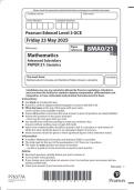 Pearson Edexcel Level 3 GCE Mathematics Advanced Subsidiary PAPER 1&comma; 21 & 22 JUNE 2025 QUESTION PAPERS AND MARK SCHEMES