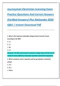Journeyman Electrician Licensing Exam  Practice Questions And Correct Answers  &lpar;Verified Answers&rpar; Plus Rationales 2026  Q&A &vert; Instant Download Pdf
