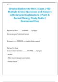   Brooks Biodiversity Unit 3 Exam &vert; 400  Multiple-Choice Questions and Answers  with Detailed Explanations &vert; Plant &  Animal Biology Study Guide &vert;  Guaranteed Pass 