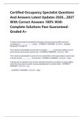 Certified Occupancy Specialist Questions  And Answers Latest Updates 2026&hellip;2027  With Correct Answers 100&percnt; With  Complete Solutions Pass Guaranteed Graded A&plus;