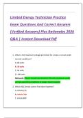 Limited Energy Technician Practice  Exam Questions And Correct Answers  &lpar;Verified Answers&rpar; Plus Rationales 2026  Q&A &vert; Instant Download Pdf 