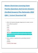 Master Electrician Licensing Exam  Practice Questions And Correct Answers  &lpar;Verified Answers&rpar; Plus Rationales 2026  Q&A &vert; Instant Download Pdf