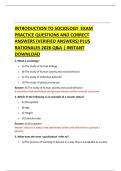 INTRODUCTION TO SOCIOLOGY  EXAM  PRACTICE QUESTIONS AND CORRECT  ANSWERS (VERIFIED ANSWERS) PLUS  RATIONALES 2026 Q&A | INSTANT  DOWNLOAD 