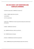 BIO 302&colon; EXAM 1 UKY QUESTIONS AND COMPLETE ANSWERS 