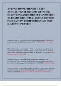 ATI PN COMPREHENSIVE EXIT  ACTUAL EXAM 2025-2026 WITH 150&plus;  QUESTIONS AND CORRECT ANSWERS &vert;  ALREADY GRADED A&plus; &vert; GUARANTEED  PASS &vert; ATI PN COMPREHENSIVE EXIT  &lbrack;LATEST UPDATE&excl;&excl;&rsqb;