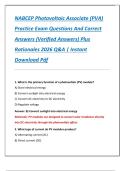 NABCEP Photovoltaic Associate &lpar;PVA&rpar;  Practice Exam Questions And Correct  Answers &lpar;Verified Answers&rpar; Plus  Rationales 2026 Q&A &vert; Instant  Download Pdf