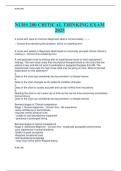 NURS 200 CRITICAL THINKING EXAM  2025 