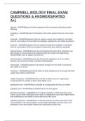 CAMPBELL BIOLOGY FINAL EXAM QUESTIONS & ANSWERS&lpar;RATED A&plus;&rpar;