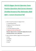 NCCCO Digger Derrick Operator Exam  Practice Questions And Correct Answers  &lpar;Verified Answers&rpar; Plus Rationales 2026  Q&A &vert; Instant Download Pdf 