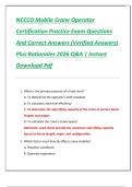 NCCCO Mobile Crane Operator  Certification Practice Exam Questions  And Correct Answers &lpar;Verified Answers&rpar;  Plus Rationales 2026 Q&A &vert; Instant  Download Pdf
