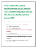 NCCCO Tower Crane Operator  Certification Exam Practice Questions  And Correct Answers &lpar;Verified Answers&rpar;  Plus Rationales 2026 Q&A &vert; Instant  Download Pdf 
