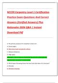 NCCER Carpentry Level 1 Certification  Practice Exam Questions And Correct  Answers &lpar;Verified Answers&rpar; Plus  Rationales 2026 Q&A &vert; Instant  Download Pdf 