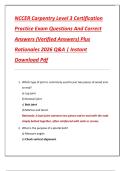 NCCER Carpentry Level 3 Certification  Practice Exam Questions And Correct  Answers &lpar;Verified Answers&rpar; Plus  Rationales 2026 Q&A &vert; Instant  Download Pdf