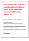 NCCER Carpentry Level 4 Certification  Practice Exam Questions And Correct  Answers &lpar;Verified Answers&rpar; Plus  Rationales 2026 Q&A &vert; Instant  Download Pdf