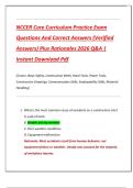 NCCER Core Curriculum Practice Exam  Questions And Correct Answers &lpar;Verified  Answers&rpar; Plus Rationales 2026 Q&A &vert;  Instant Download Pdf 