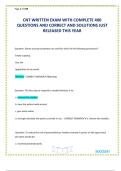 CNT WRITTEN EXAM WITH COMPLETE 400 QUESTIONS AND CORRECT AND SOLUTIONS JUST RELEASED THIS YEAR&period;