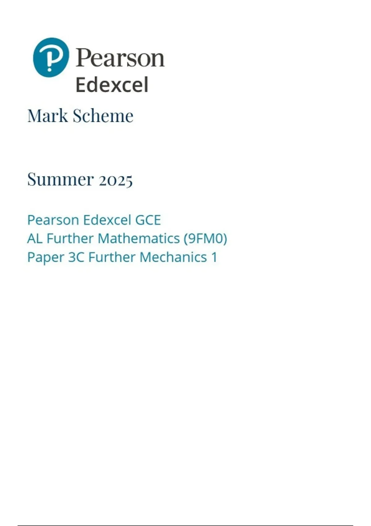 Pearson Edexcel Level 3 GCE Further Mathematics Advanced PAPER 3C JUNE ...