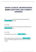 USAHS CLINICAL NEUROSCIENCE EXAM QUESTIONS AND CORRECT ANSWERS 