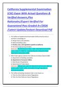 California Supplemental Examination &lpar;CSE&rpar; Exam With Actual Questions & Verified Answers&comma;Plus Rationales&sol;Expert Verified For Guaranteed Pass Graded A&plus;&sol;2026 &sol;Latest Update&sol;Instant Download Pdf
