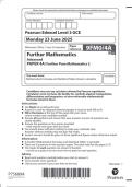Pearson Edexcel Level 3 GCE Further Mathematics Advanced PAPER 1&comma;2&comma; 3&lpar;A&comma; B&comma; C&comma; D&rpar; & 4&lpar;A&comma; B&comma; C&comma;D&rpar; JUNE 2025 QUESTION PAPERS AND MARK SCHEMES