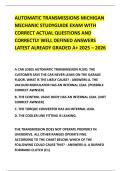 AUTOMATIC TRANSMISSIONS MICHIGAN MECHANIC STUDYGUIDE EXAM WITH CORRECT ACTUAL QUESTIONS AND CORRECTLY WELL DEFINED ANSWERS LATEST ALREADY GRADED A&plus; 2025 &ndash; 2026